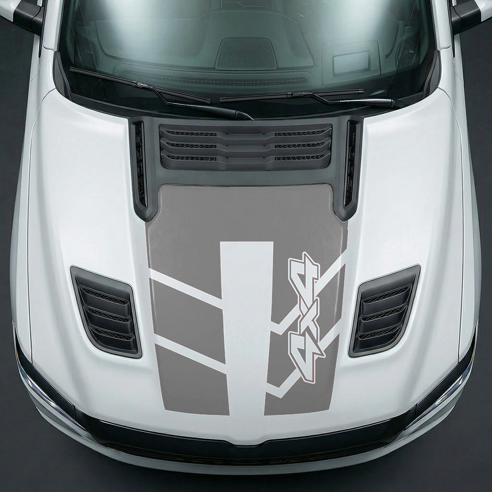 Hood Panel Decal/Sticker - Bold 4x4 Geometric Chevron Graphic Kit - For Dodge Ram 2019-2025 - Premium Vinyl