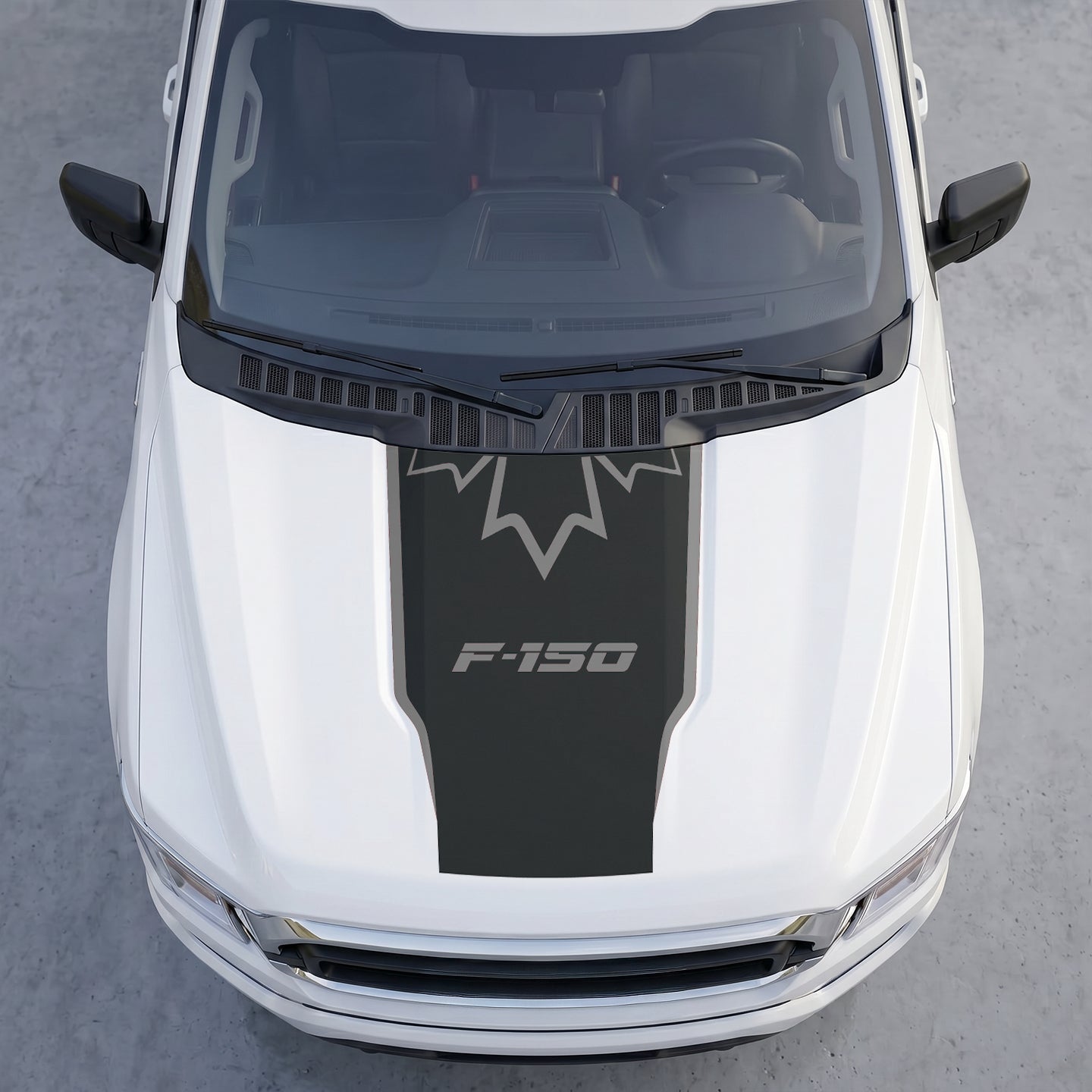 Hood Panel Decal/Sticker - Stealth Maple Leaf Crest Hood Decal – Top-Border Outline Vinyl Wrap Graphic Kit - For Ford F-150 F150 2015-2020 - Premium Vinyl