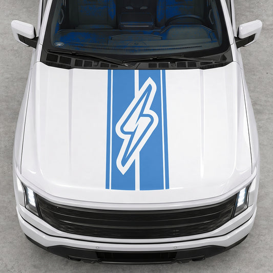 Hood Panel Decal/Sticker - Triple Stripes Electric Graphic Decal Graphic Kit - For FORD F-150 2015-2020 - Premium Vinyl