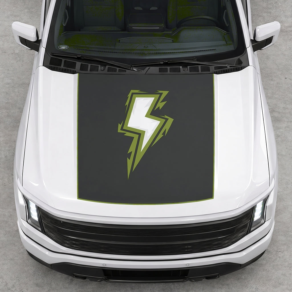 Hood Panel Decal/Sticker - Bordered Electric Graphic Decal Graphic Kit - For FORD F-150 2015-2020 - Premium Vinyl