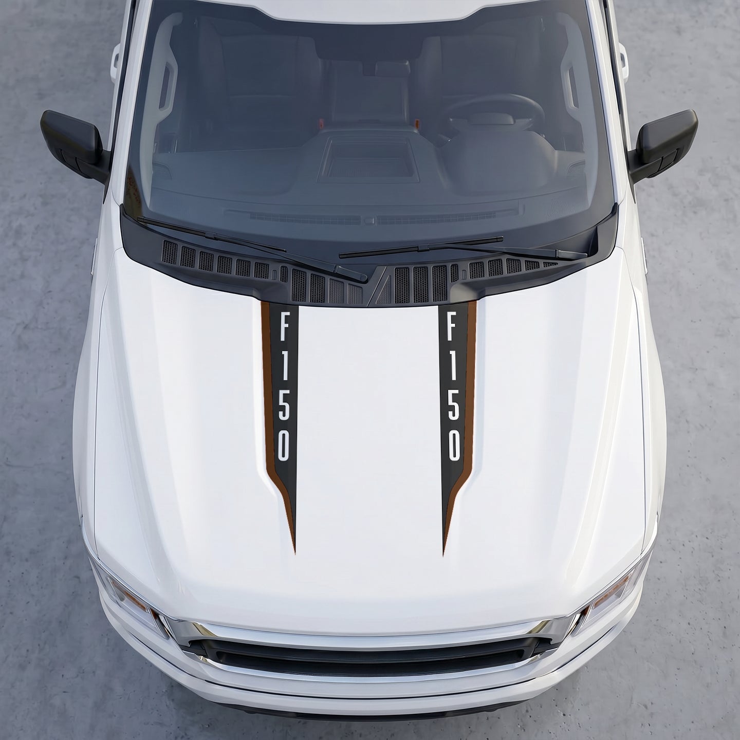 Hood Panel Decal/Sticker - Vertical Lettering Hood Cowl Accent Stripes – Dual Side Matte Black Vinyl Decals with Block Logo Graphic Kit - For Ford F-150 F150 2015-2020 - Premium Vinyl