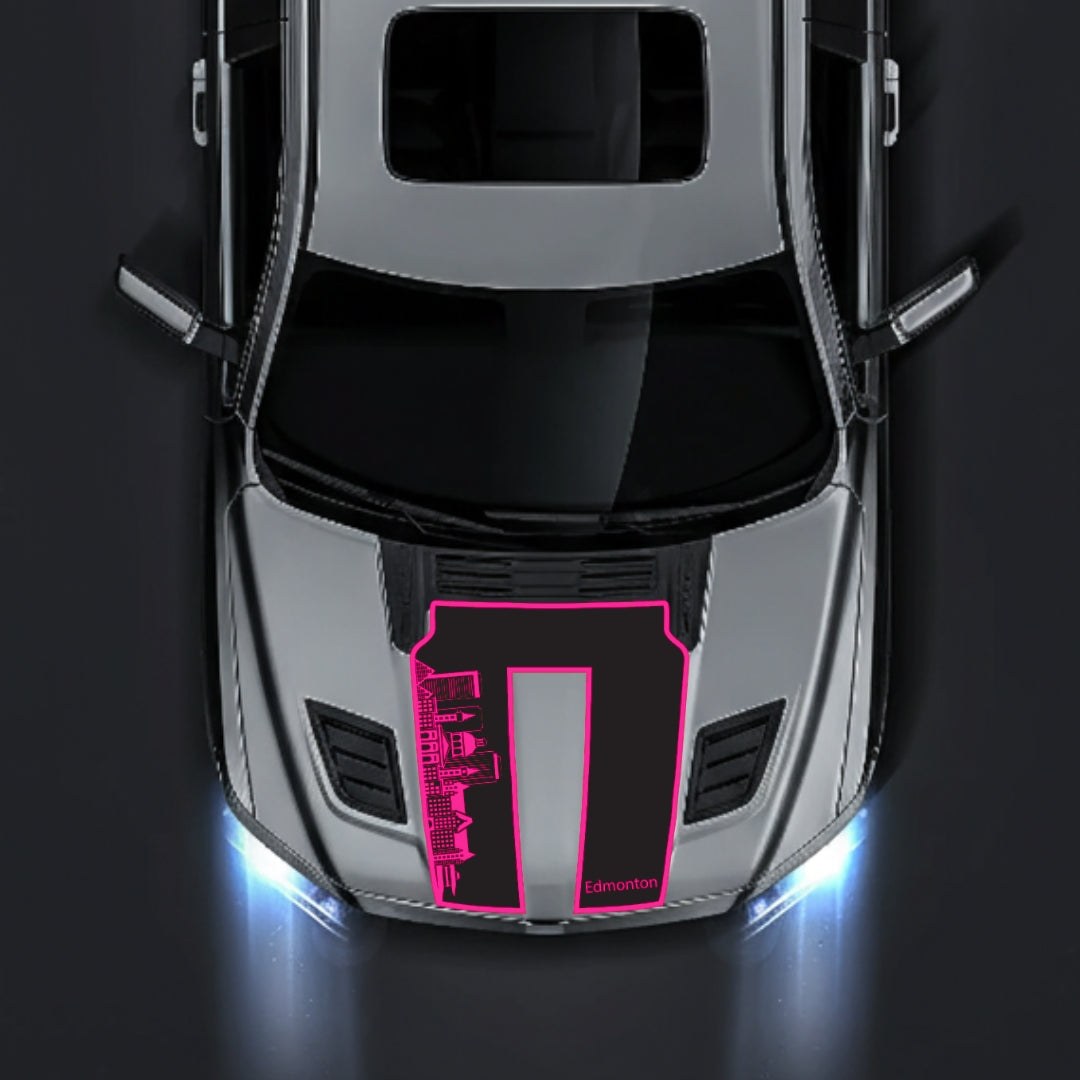 Hood Panel Decal/Sticker - Edmonton Skyline - Border Graphic Kit - For Dodge RAM 1500 2019-2025 - Premium Vinyl