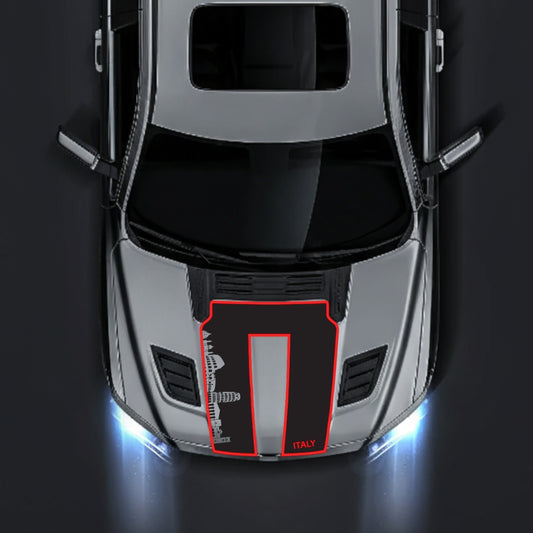 Hood Panel Decal/Sticker - Italy Skyline - Cut - Border Graphic Kit - For Dodge RAM 1500 2019-2025 - Premium Vinyl