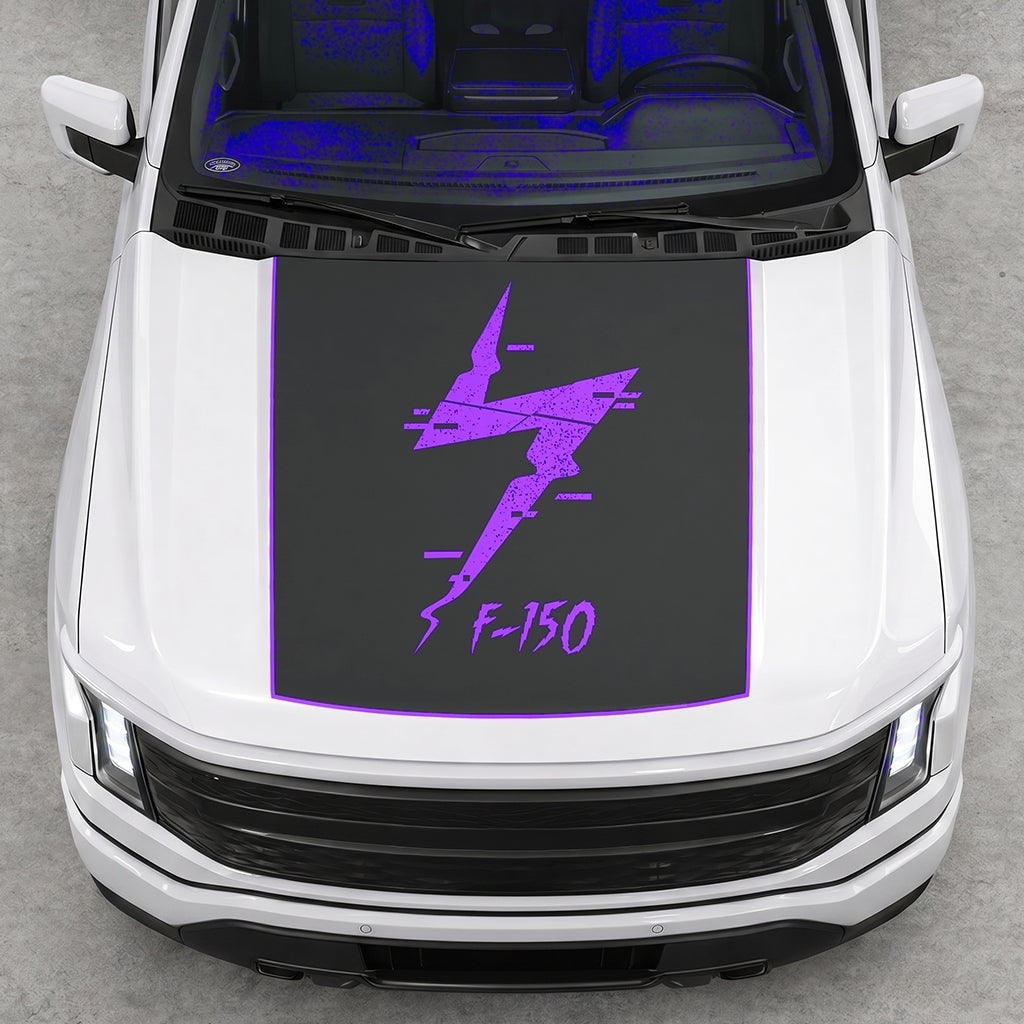 Hood Panel Decal/Sticker - Solid Electric F150 Graphic Decal Graphic Kit - For FORD F-150 2015-2020 - Premium Vinyl