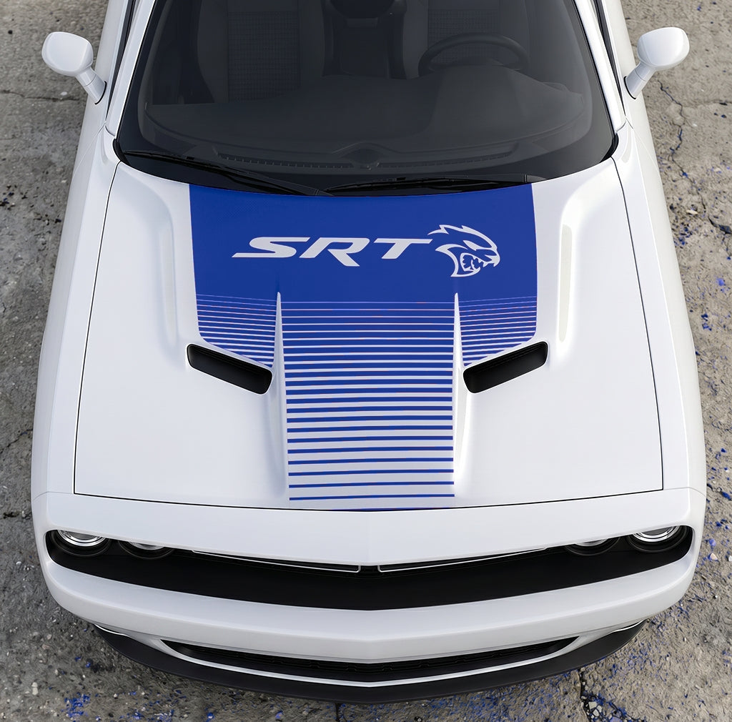Hood Panel Decal/Sticker - Dodge Challenger SRT Hellcat Edition - Speed Fade Gradient Graphic Kit - For Dodge Challenger 2015-2024 - Premium Vinyl