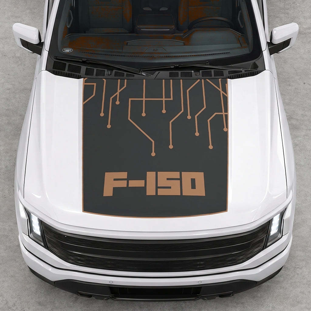 Hood Panel Decal/Sticker - F150 Electric Circuit Graphic Decal Graphic Kit - For FORD F-150 2015-2020 - Premium Vinyl
