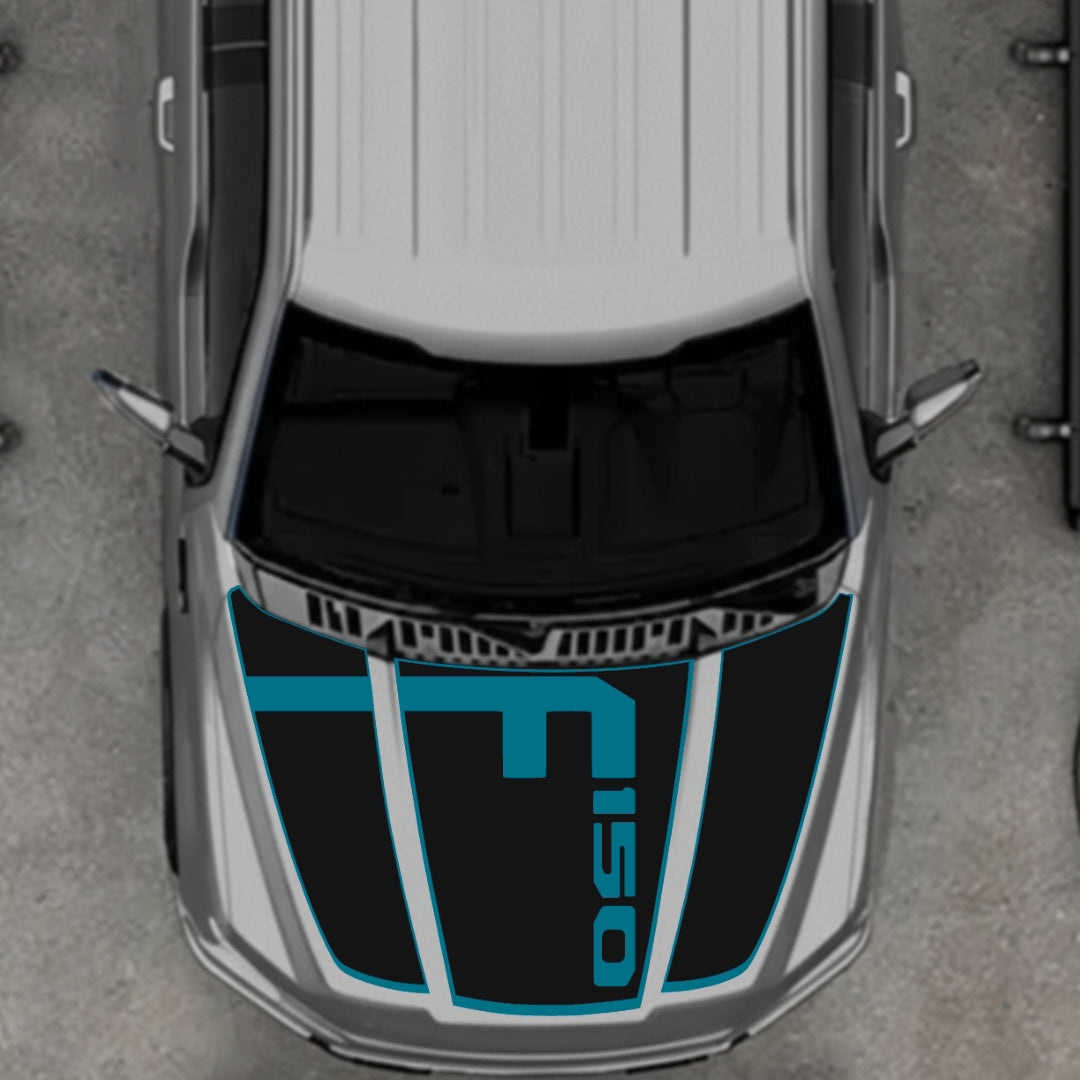 Hood Panel Decal/Sticker - Style 3 - Border Graphic Kit - For Ford F-150 2020-2026 - Premium Vinyl