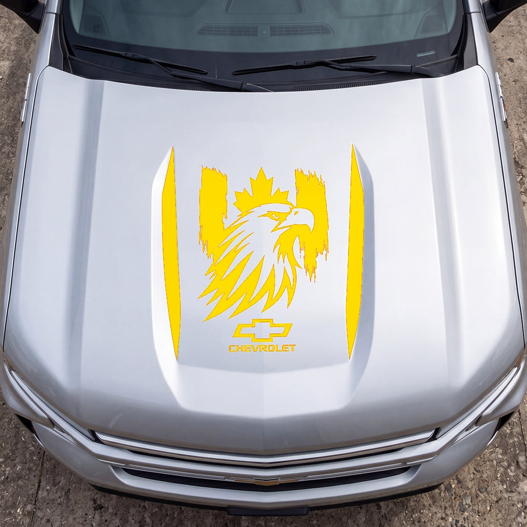 Hood Panel Decal/Sticker - Proud Canadaian Eagle Head Graphic Decal Graphic Kit - For Chevrolet Silverado 2019-2024 - Premium Vinyl