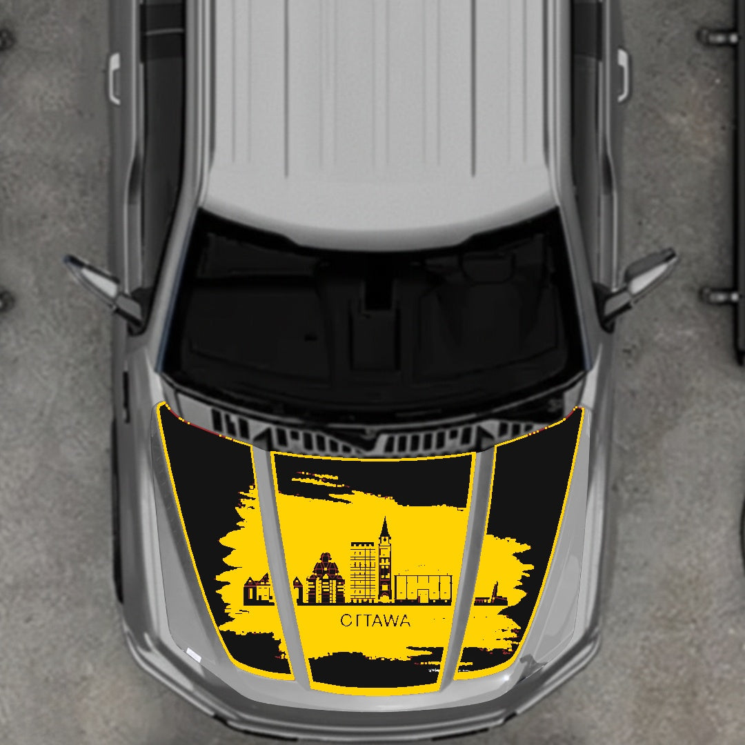 Hood Panel Decal/Sticker - Ottawa - Border Graphic Kit - For Ford F-150 2020-2026 - Premium Vinyl