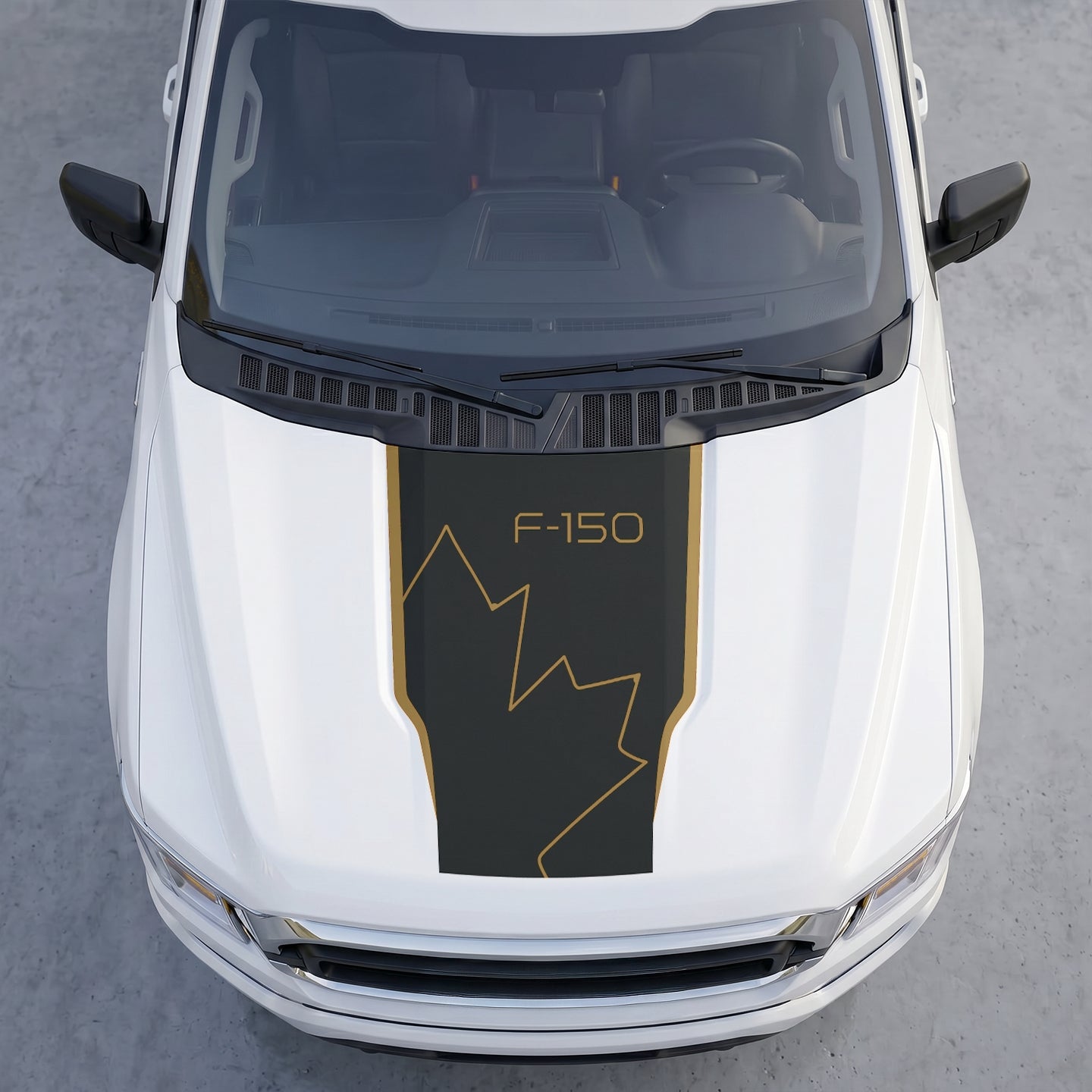Hood Panel Decal/Sticker - Distressed Maple Leaf Hood Decal – Minimalist Line Canada Flag Graphic Graphic Kit - For Ford F-150 F150 2015-2020 - Premium Vinyl