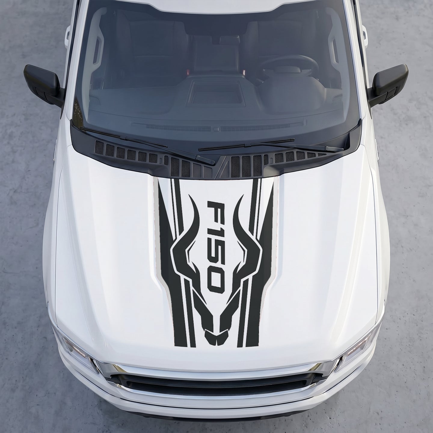 Hood Panel Decal/Sticker - Ram Horns Aggressive Hood Decal – Tribal Longhorn Graphic Vinyl Sticker Graphic Kit - For Ford F-150 F150 2015-2020 - Premium Vinyl