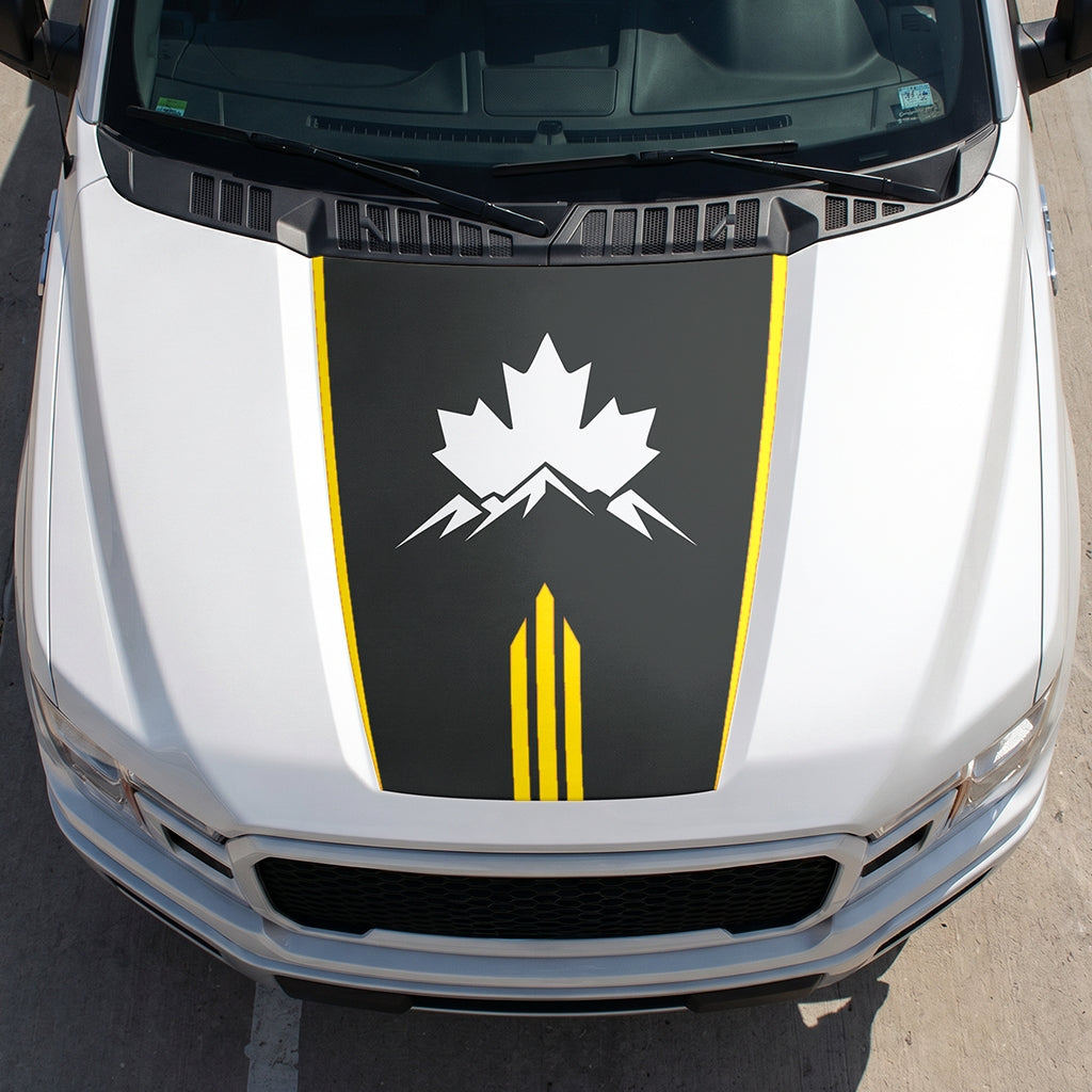 Hood Panel Decal/Sticker - Maple and Mountain Graphic Decal Graphic Kit - For Ford F-150 2015-2020 - Premium Vinyl