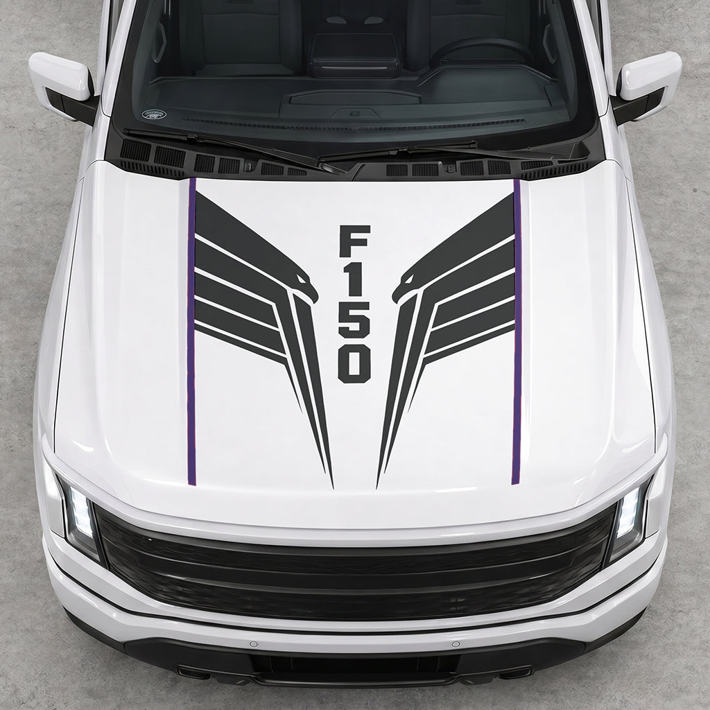 Hood Panel Decal/Sticker - Twin Eagle Wings Graphic Decal Graphic Kit - For Ford F-150 2015-2020 - Premium Vinyl