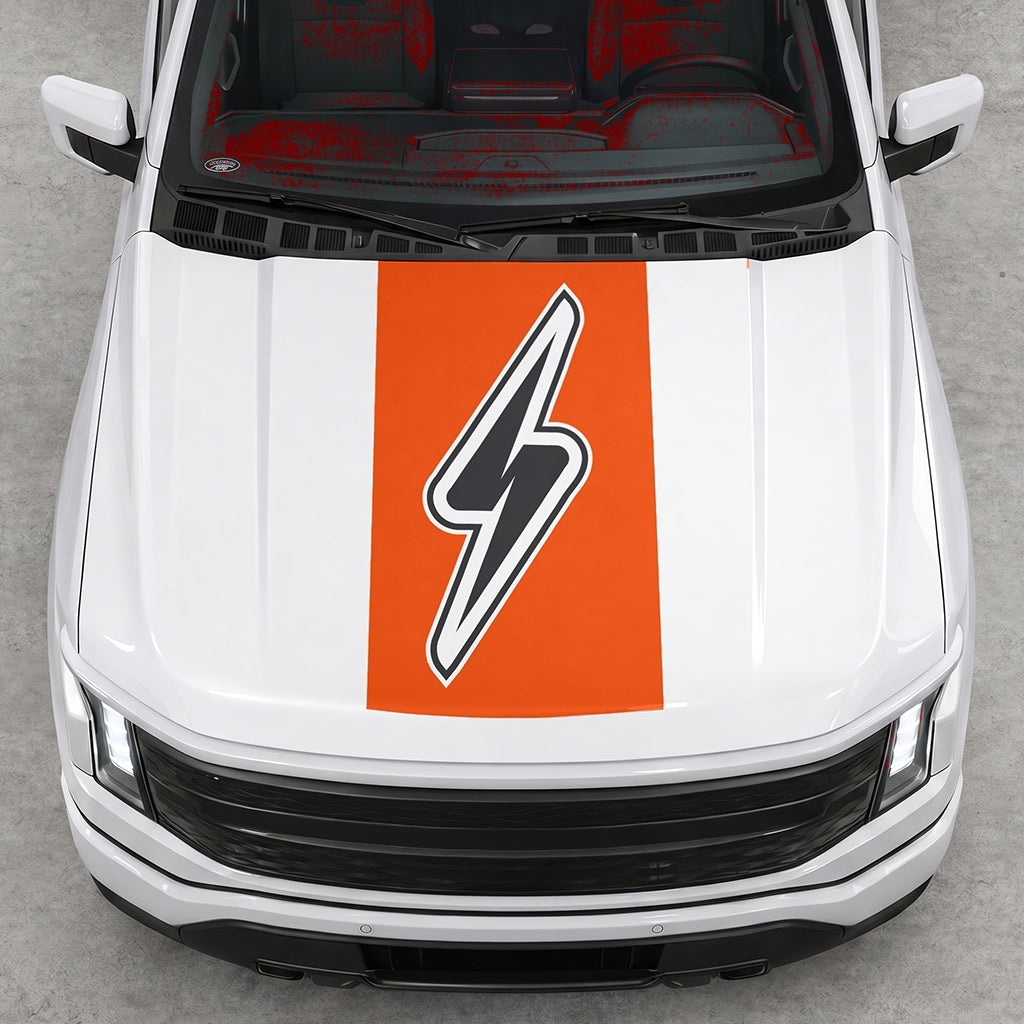 Hood Panel Decal/Sticker - Electric Solid Cut Graphic Decal Graphic Kit - For FORD F-150 2015-2020 - Premium Vinyl