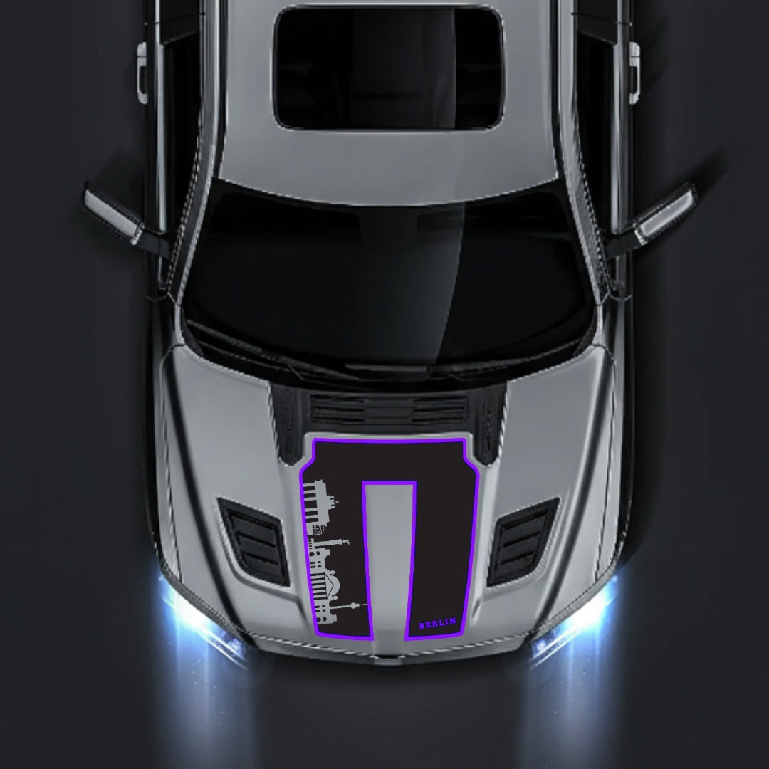 Performance Hood Panel Decal/Sticker - Berlin Skyline - Cut - Border Graphic Kit - For Dodge RAM 1500 2019-2025 - Premium Vinyl