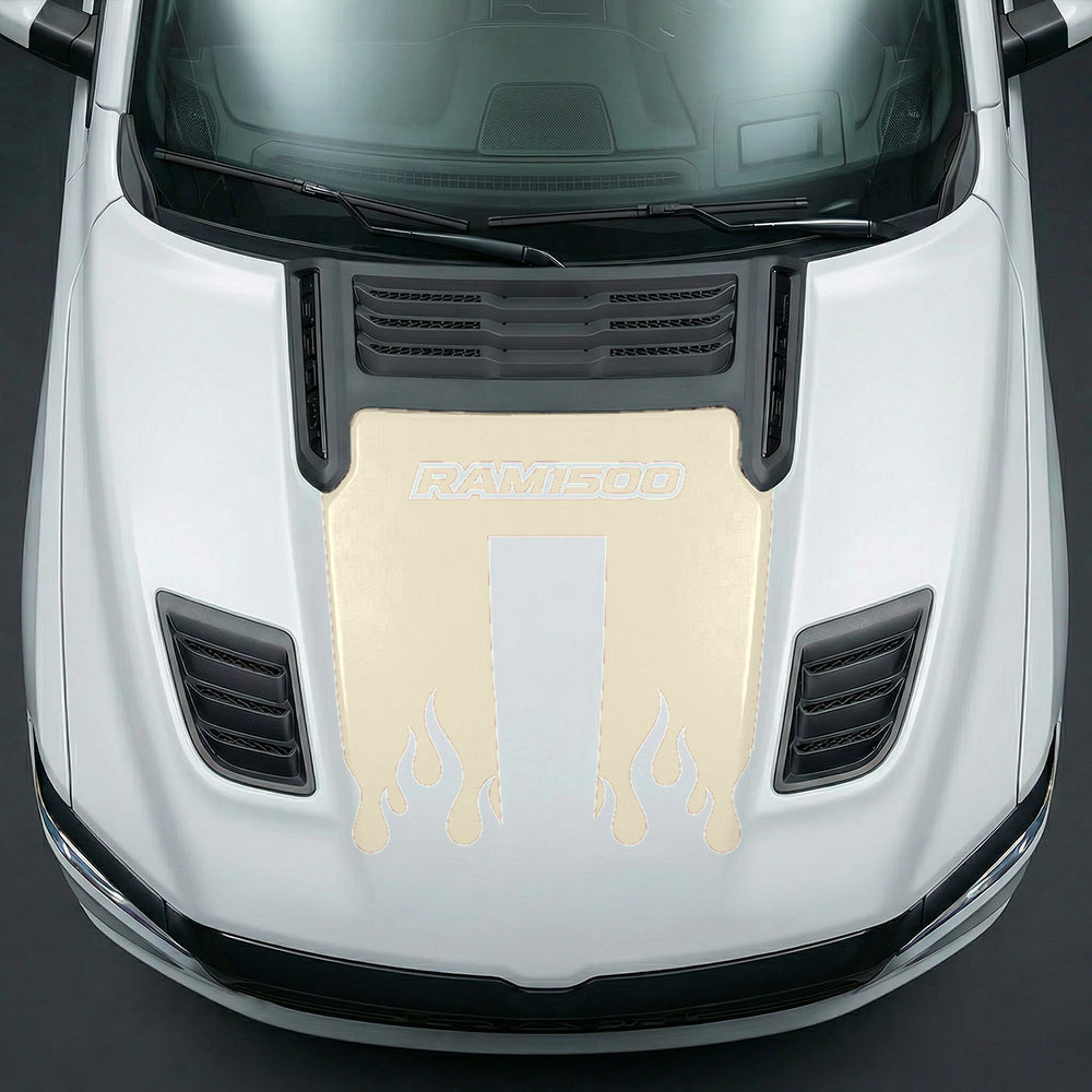 Hood Panel Decal/Sticker - RAM 1500 Flaming U-Shape Graphic Kit - For Dodge Ram 2019-2025 - Premium Vinyl