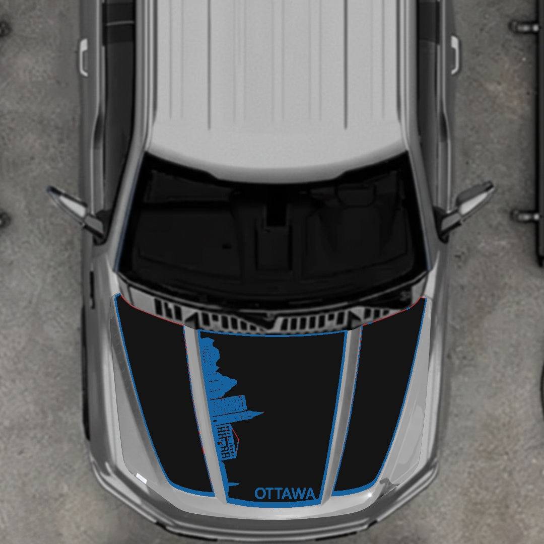 Hood Panel Decal/Sticker - Ottawa Skyline - Border Graphic Kit - For Ford F-150 2020-2026 - Premium Vinyl