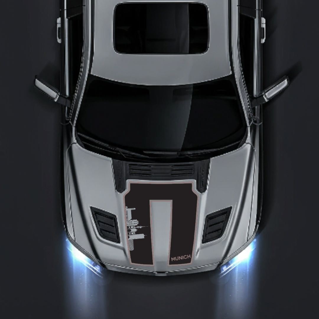 Hood Panel Decal/Sticker - Munich Skyline - Cut - Border Graphic Kit - For Dodge RAM 1500 2019-2025 - Premium Vinyl