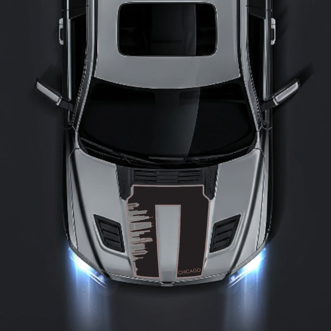 Hood Panel Decal/Sticker - Chicago Skyline - Border Graphic Kit - For Dodge RAM 1500 2019-2025 - Premium Vinyl