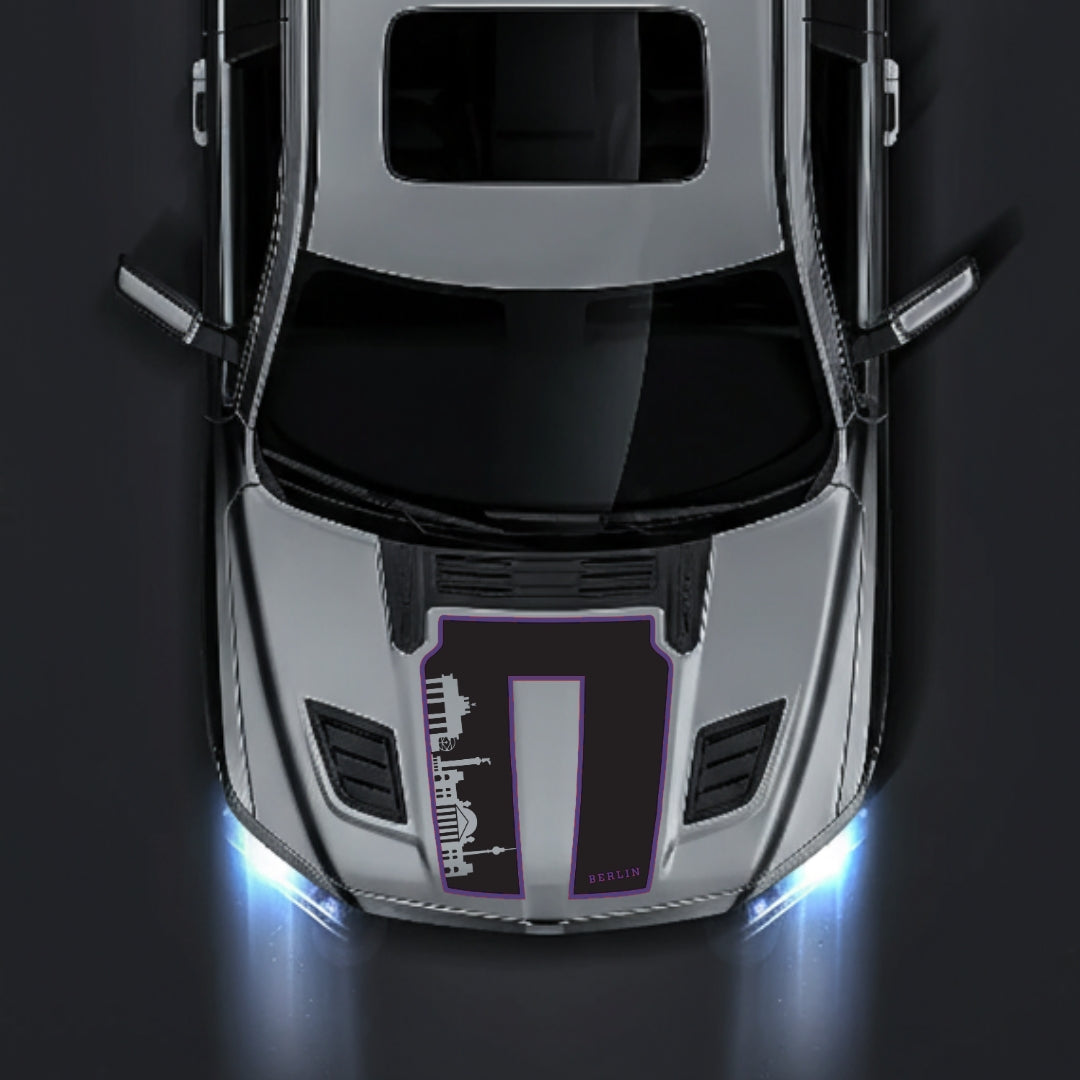 Hood Panel Decal/Sticker - Berlin Skyline - Cut - Border Graphic Kit - For Dodge RAM 1500 2019-2025 - Premium Vinyl