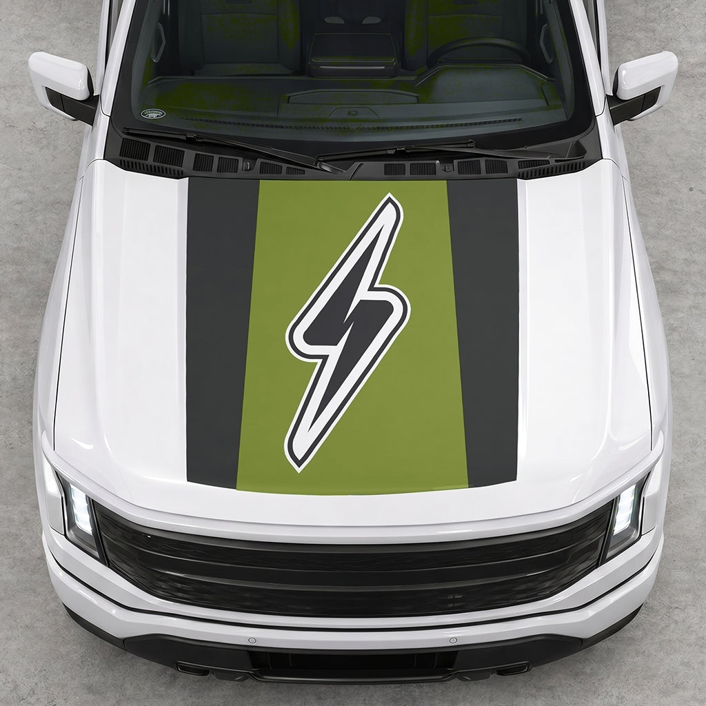 Hood Panel Decal/Sticker - Electric Solid Graphic Decal Graphic Kit - For FORD F-150 2015-2020 - Premium Vinyl
