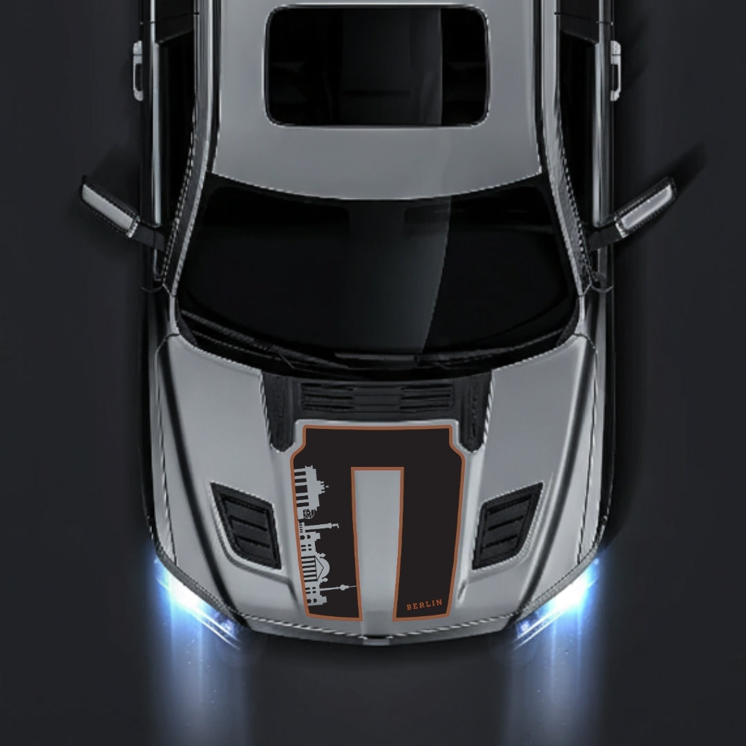 Hood Panel Decal/Sticker - Berlin Skyline - Cut - Border Graphic Kit - For Dodge RAM 1500 2019-2025 - Premium Vinyl