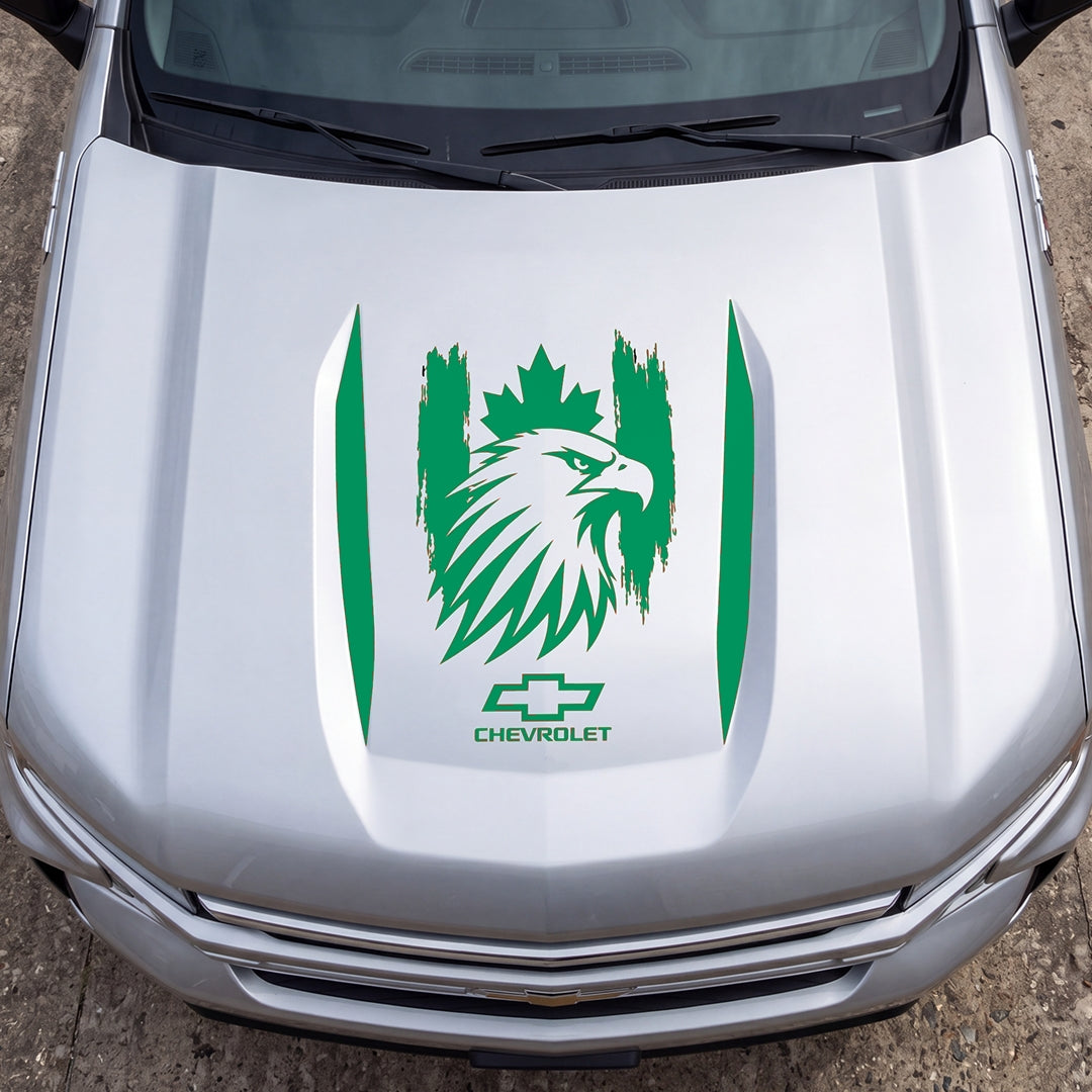Hood Panel Decal/Sticker - Canadaian Eagle Head Graphic Decal Graphic Kit - For Chevrolet Silverado 2019-2024 - Premium Vinyl