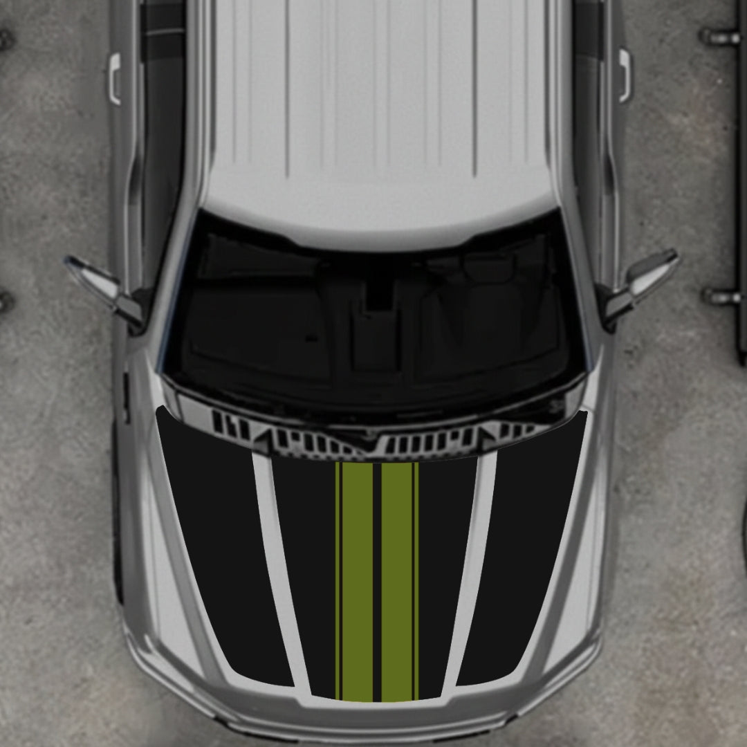 Hood Panel Decal/Sticker - Bars Style Graphic Kit - For Ford F-150 2020-2026 - Premium Vinyl