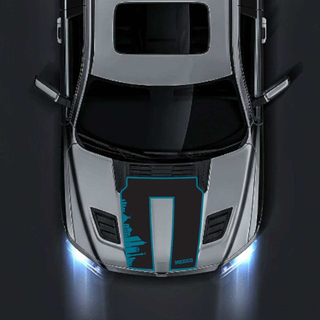 Performance Hood Panel Decal/Sticker - Mexico Skyline - Border Graphic Kit - For Dodge RAM 1500 2019-2025 - Premium Vinyl