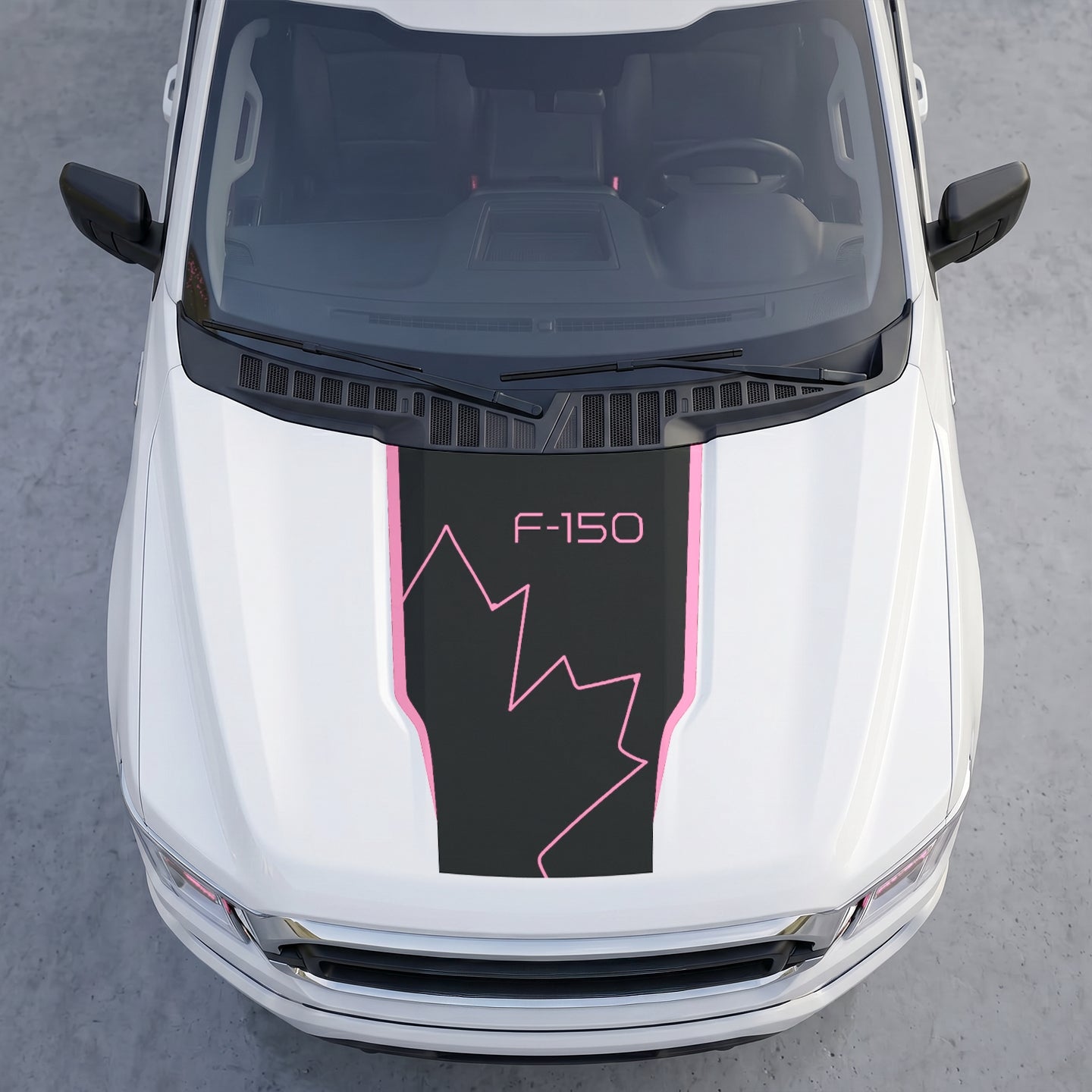 Hood Panel Decal/Sticker - Distressed Maple Leaf Hood Decal – Minimalist Line Canada Flag Graphic Graphic Kit - For Ford F-150 F150 2015-2020 - Premium Vinyl