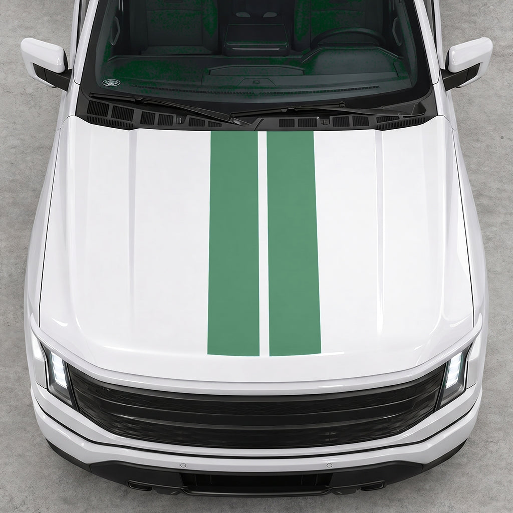 Hood Panel Decal/Sticker - Cut Double Stripes Graphic Decal Graphic Kit - For FORD F-150 2015-2020 - Premium Vinyl