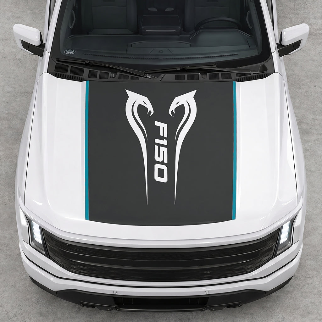Hood Panel Decal/Sticker - Twin Cobra Graphic Decal Graphic Kit - For Ford F-150 2015-2020 - Premium Vinyl