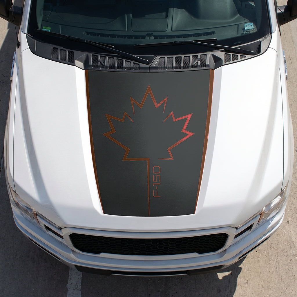 Hood Panel Decal/Sticker - Canada Leaf Graphic Decal Graphic Kit - For Ford F-150 2015-2020 - Premium Vinyl