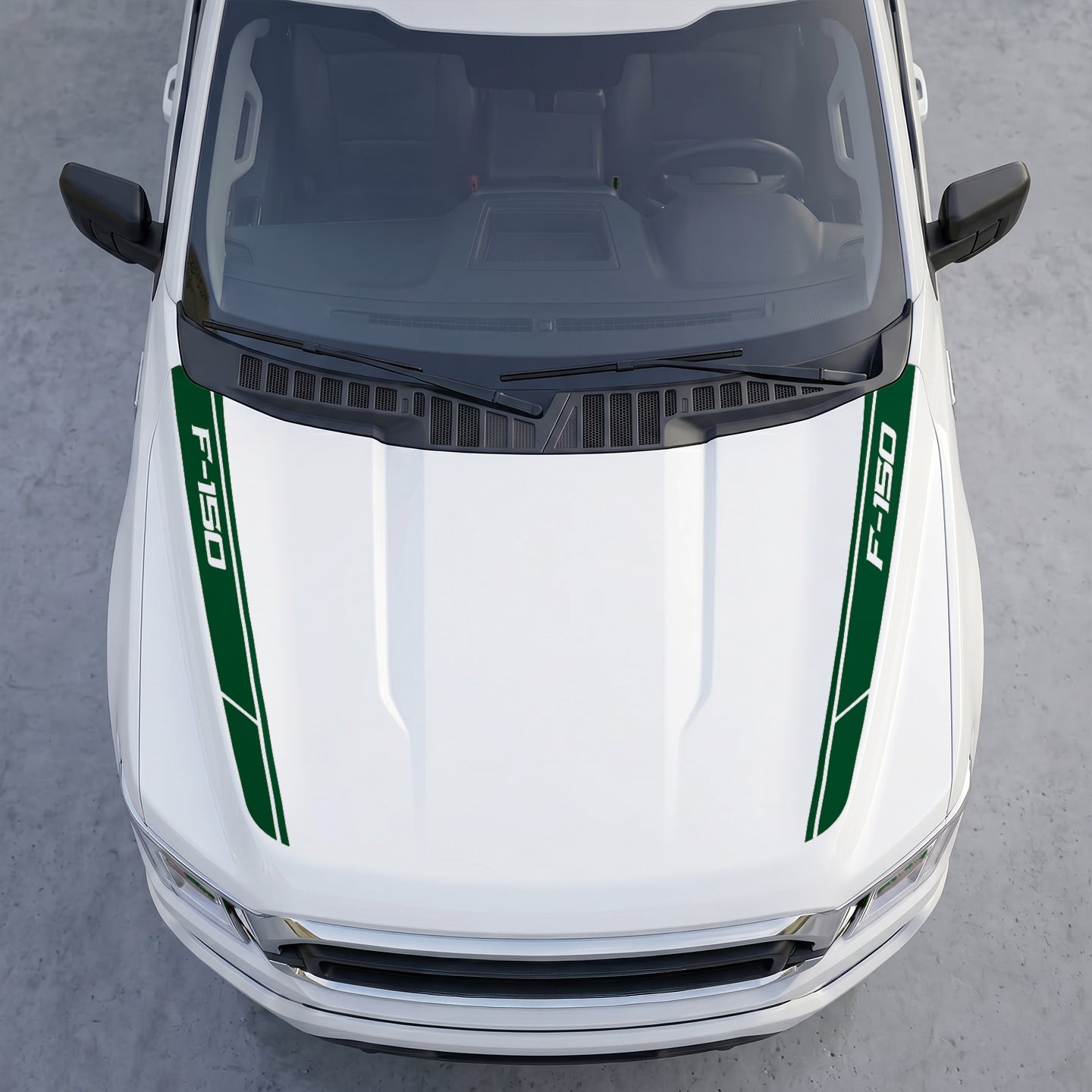 Hood Panel Decal/Sticker - Angled Cowl Accent Stripes – Dual Side Hood Edge Vinyl Decals Graphic Kit - For Ford F-150 F150 2015-2020 - Premium Vinyl