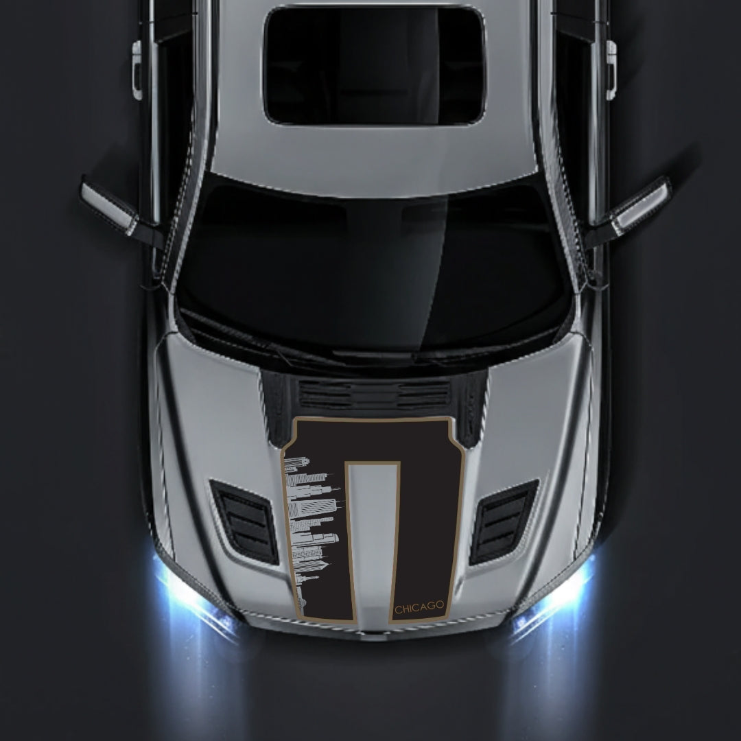 Performance Hood Panel Decal/Sticker - Chicago Skyline - Cut - Border Graphic Kit - For Dodge RAM 1500 2019-2025 - Premium Vinyl
