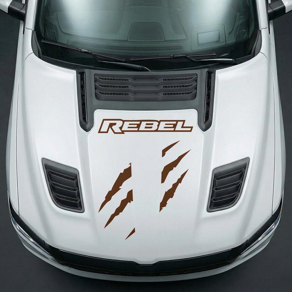 Hood Panel Decal/Sticker - Fierce REBEL Monster Slash - Cut Graphic Kit - For Dodge Ram 2019-2025 - Premium Vinyl