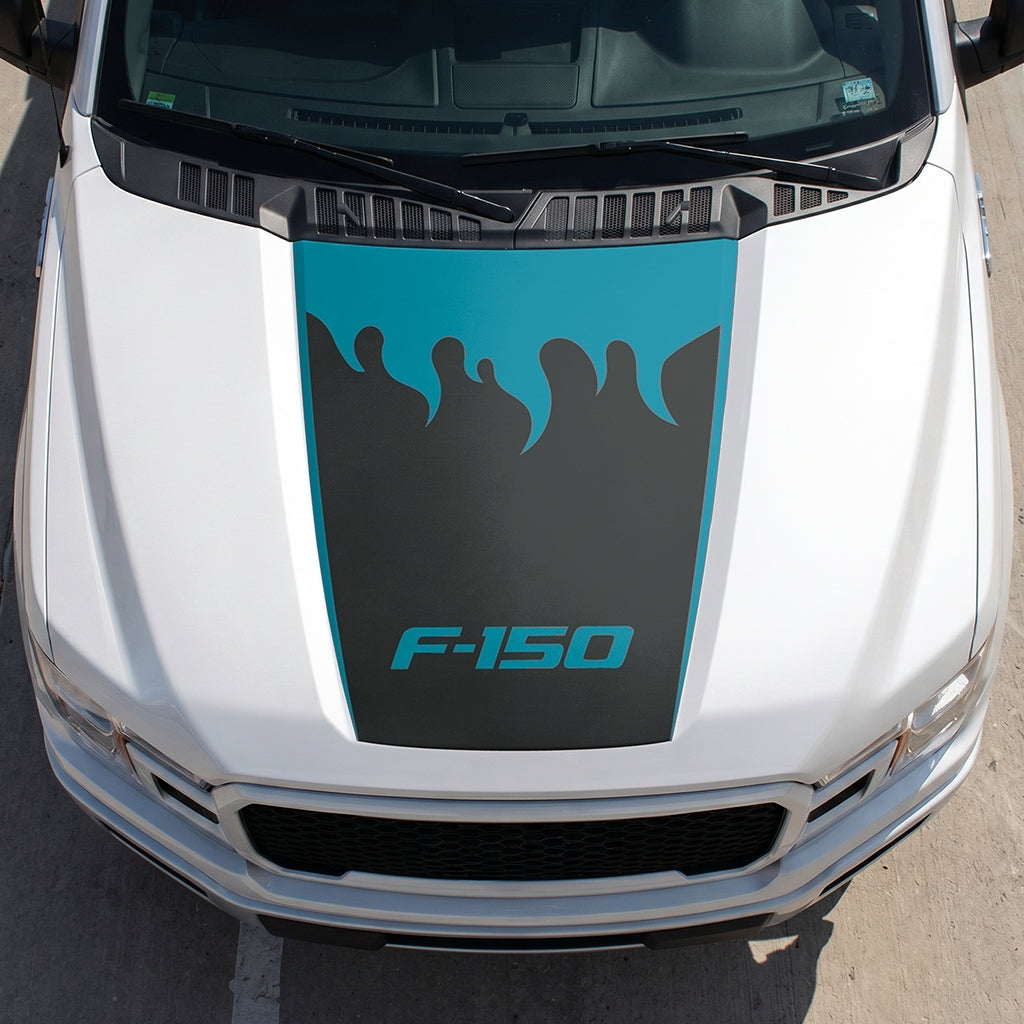 Hood Panel Decal/Sticker - Burning Flames Graphic Decal Graphic Kit - For Ford F-150 2015-2020 - Premium Vinyl
