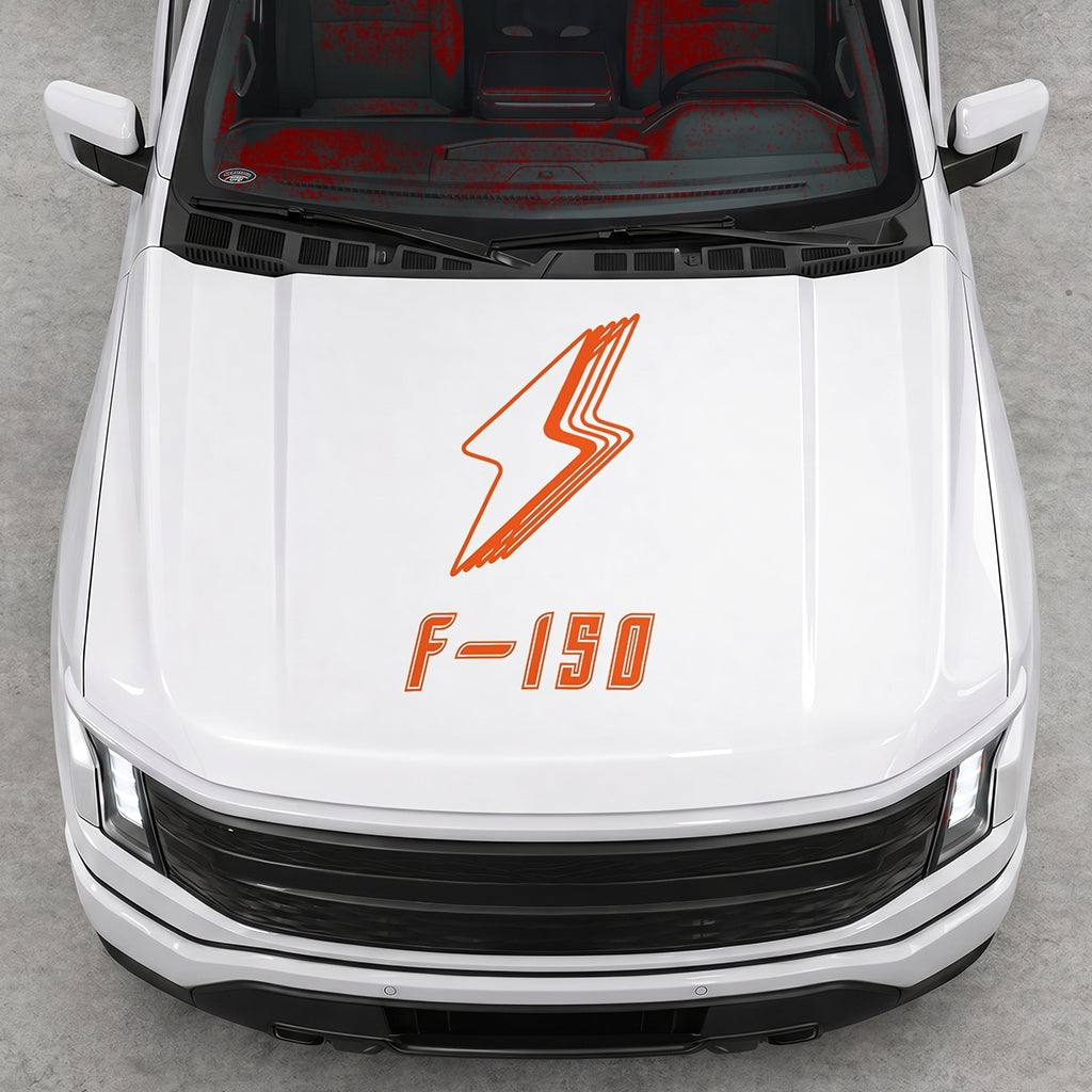 Hood Panel Decal/Sticker - Cut Bordered Electric F150 Graphic Decal Graphic Kit - For FORD F-150 2015-2020 - Premium Vinyl