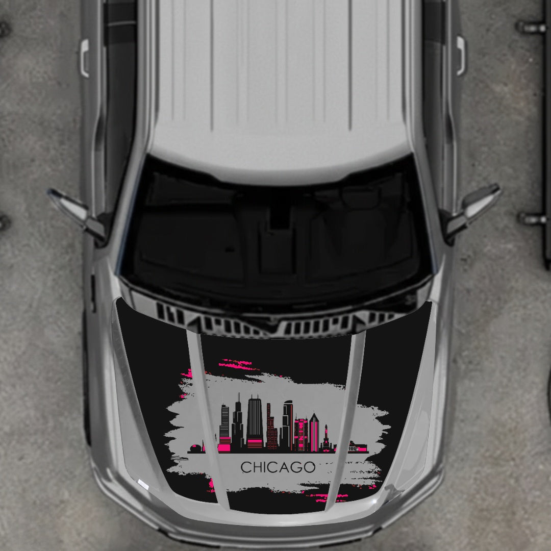Hood Panel Decal/Sticker - Chicago - Cut Graphic Kit - For Ford F-150 2020-2026 - Premium Vinyl