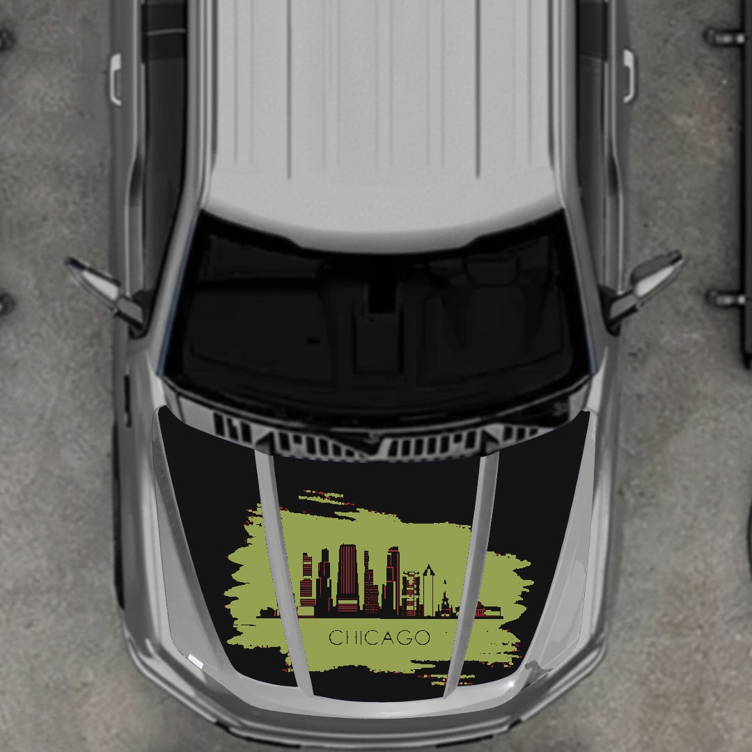 Hood Panel Decal/Sticker - Chicago Graphic Kit - For Ford F-150 2020-2026 - Premium Vinyl