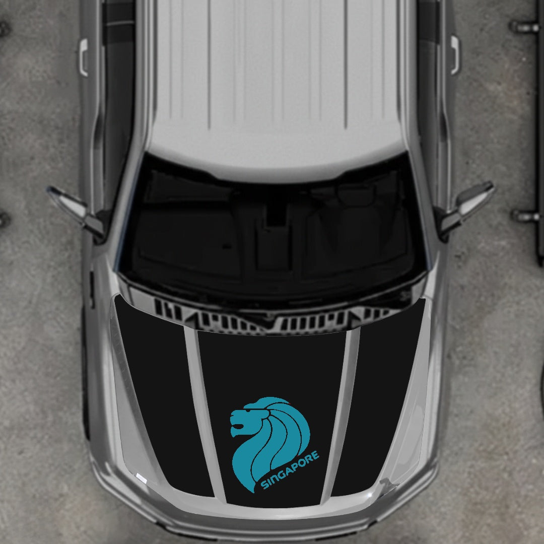 Hood Panel Decal/Sticker - Singapore Graphic Kit - For Ford F-150 2020-2026 - Premium Vinyl