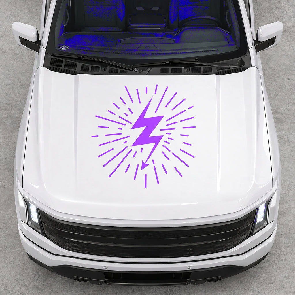Hood Panel Decal/Sticker - Cut Electric Splash Graphic Decal Graphic Kit - For FORD F-150 2015-2020 - Premium Vinyl