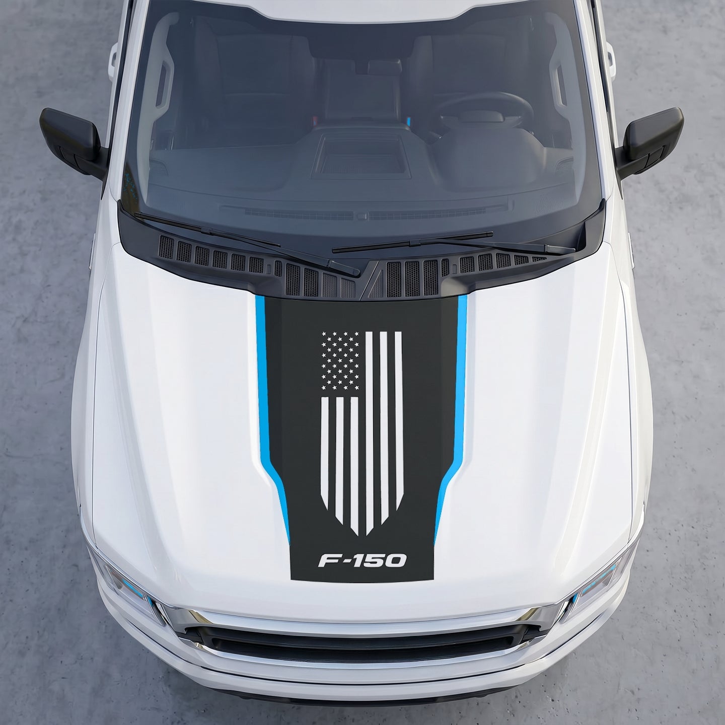 Hood Panel Decal/Sticker - Patriotic American Flag Hood Decal – USA Stars & Stripes Shield Vinyl Wrap Sticker Graphic Kit - For Ford F-150 F150 2015-2020 - Premium Vinyl