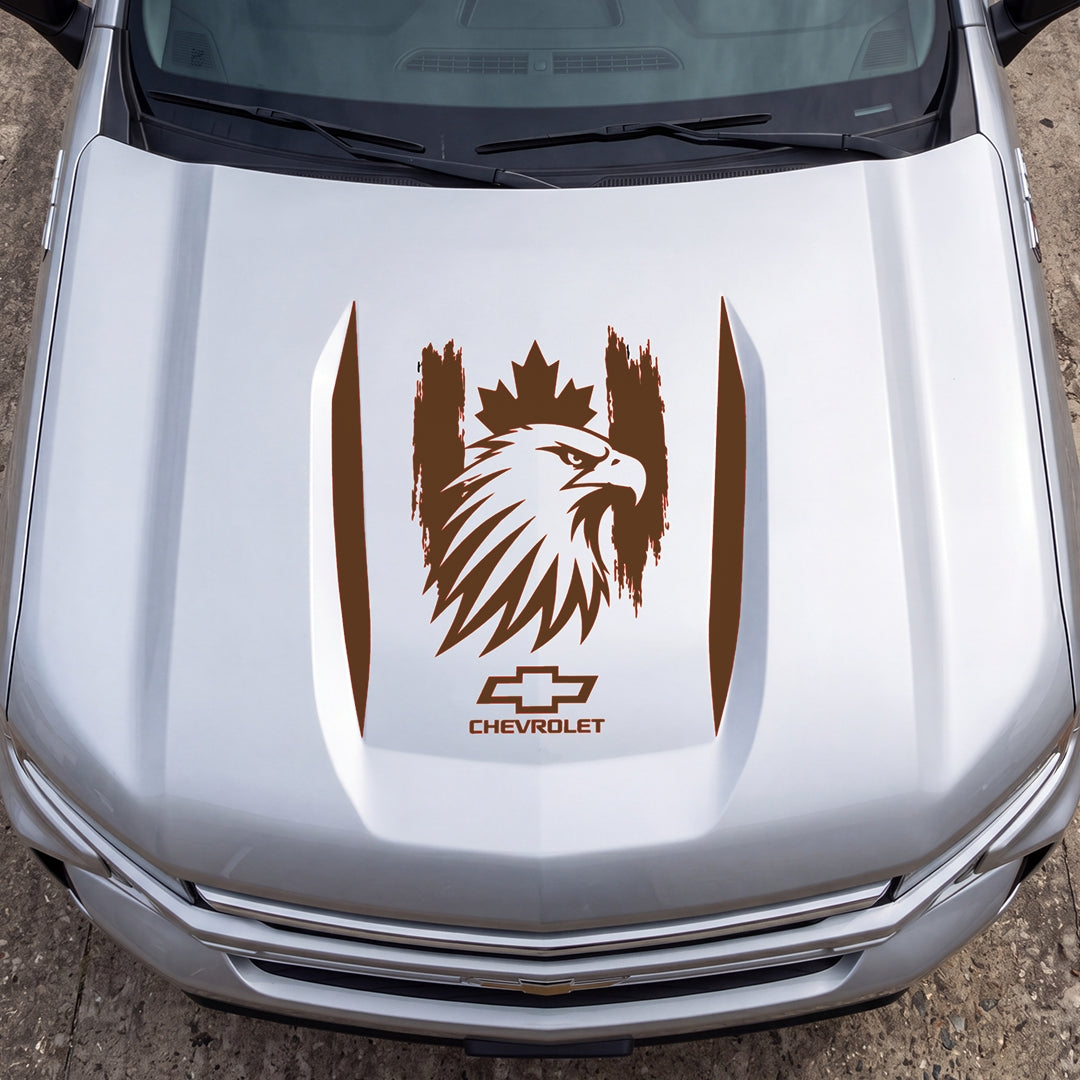 Hood Panel Decal/Sticker - Canadaian Eagle Head Graphic Decal Graphic Kit - For Chevrolet Silverado 2019-2024 - Premium Vinyl