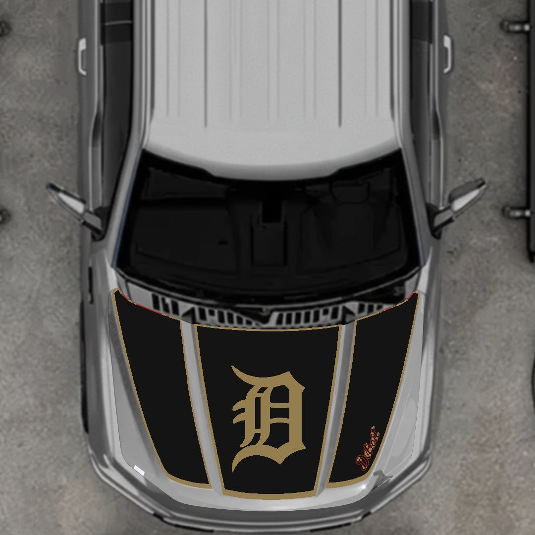 Hood Panel Decal/Sticker - Detroit Intial - Border Graphic Kit - For Ford F-150 2020-2026 - Premium Vinyl