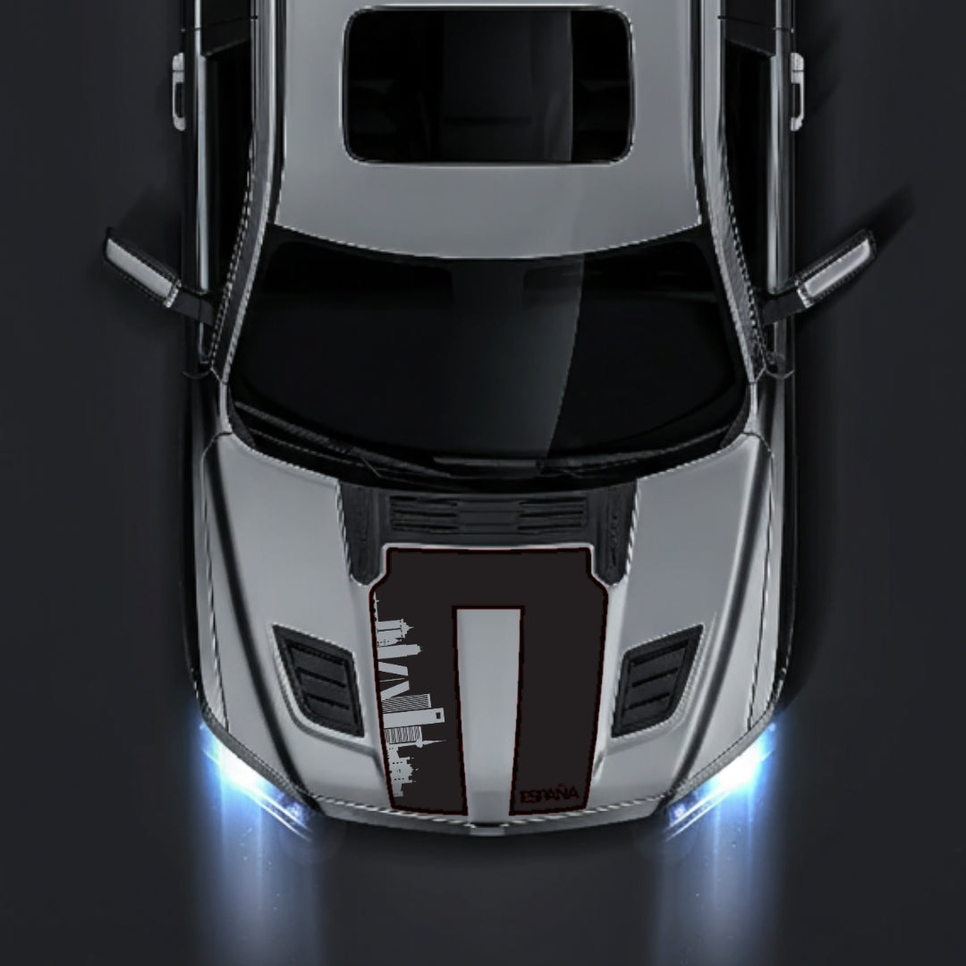 Hood Panel Decal/Sticker - Spain Skyline - Cut - Border Graphic Kit - For Dodge RAM 1500 2019-2025 - Premium Vinyl