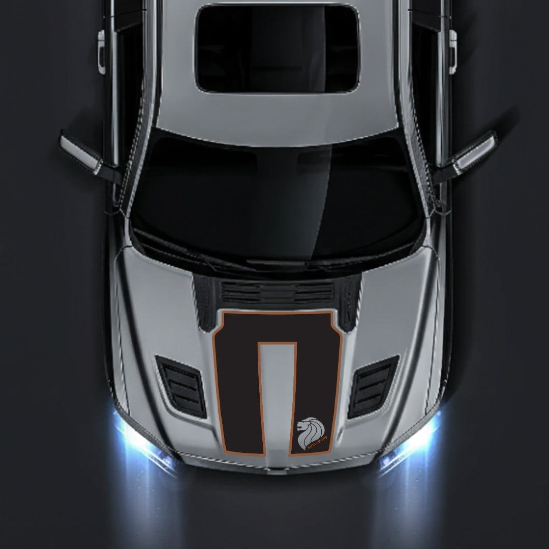Performance Hood Panel Decal/Sticker - Singapore - Cut - Border Graphic Kit - For Dodge RAM 1500 2019-2025 - Premium Vinyl