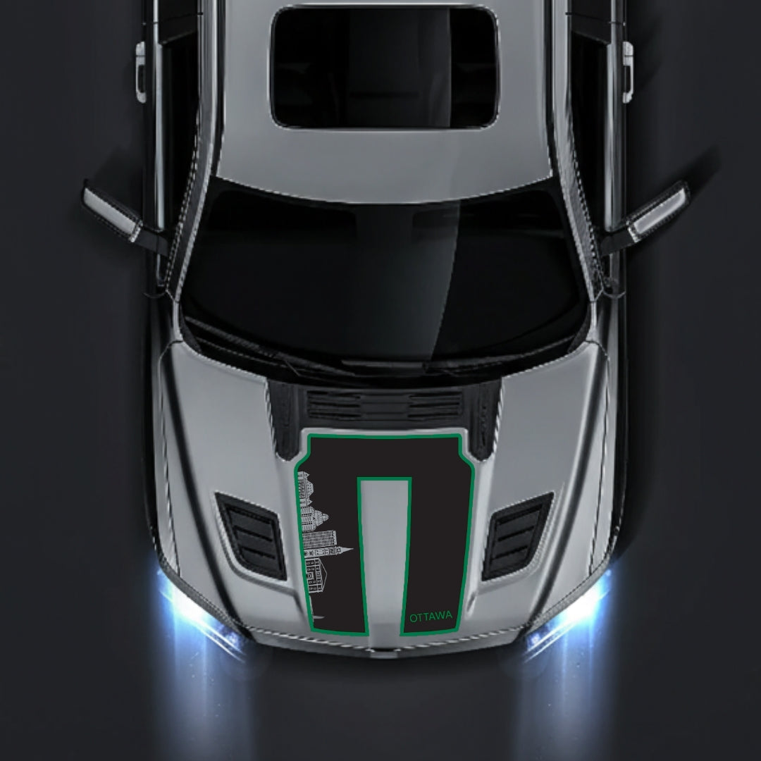 Performance Hood Panel Decal/Sticker - Ottawa Skyline - Cut - Border Graphic Kit - For Dodge RAM 1500 2019-2025 - Premium Vinyl