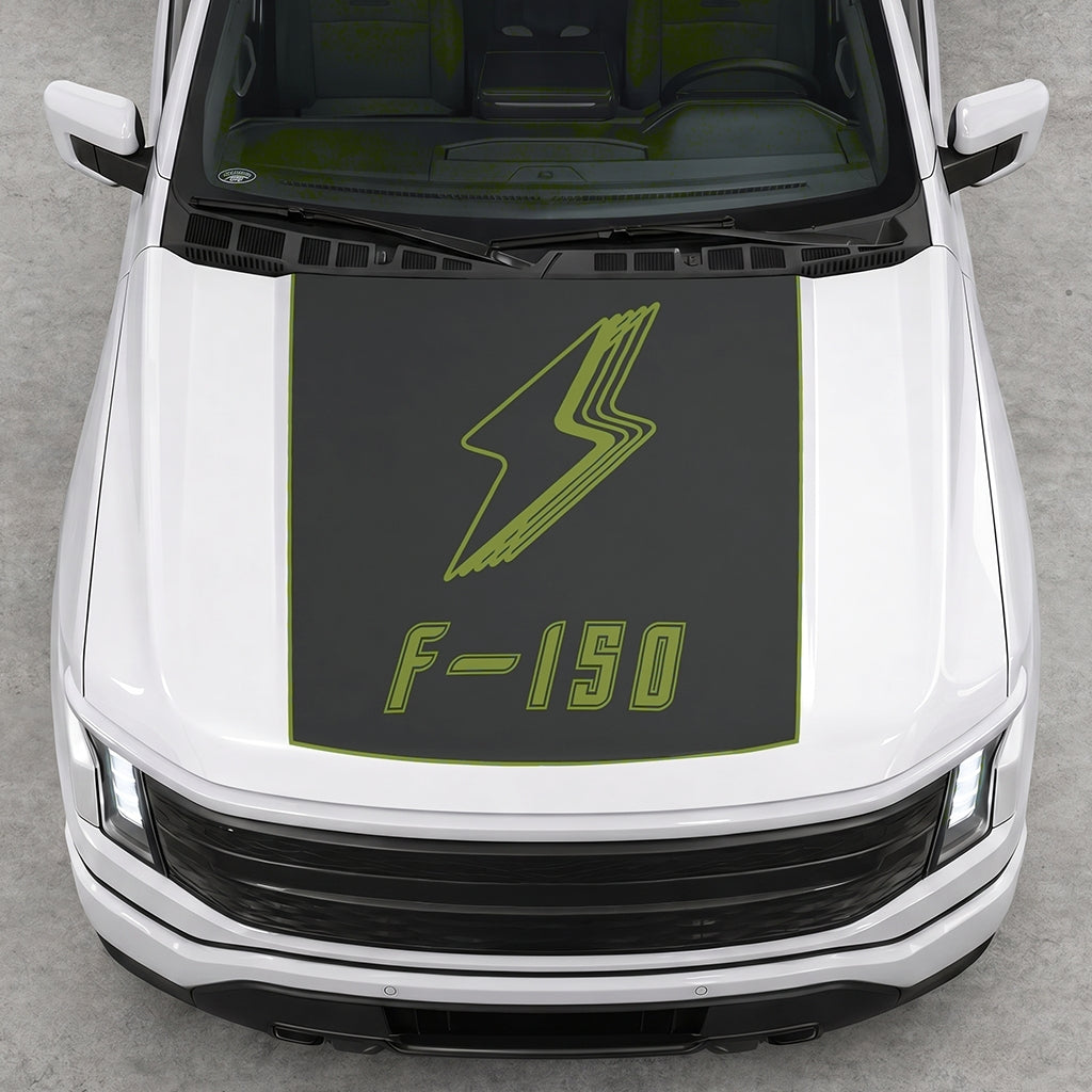 Hood Panel Decal/Sticker - Bordered Electric F150 Graphic Decal Graphic Kit - For FORD F-150 2015-2020 - Premium Vinyl