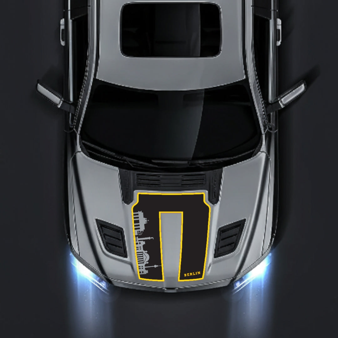 Hood Panel Decal/Sticker - Berlin Skyline - Cut - Border Graphic Kit - For Dodge RAM 1500 2019-2025 - Premium Vinyl